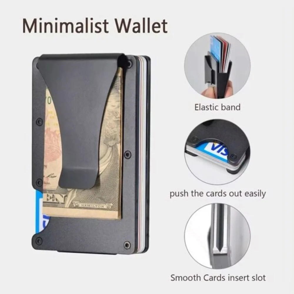 Slim Aluminum Wallet Holder, RFID Blocking Credit Card Case